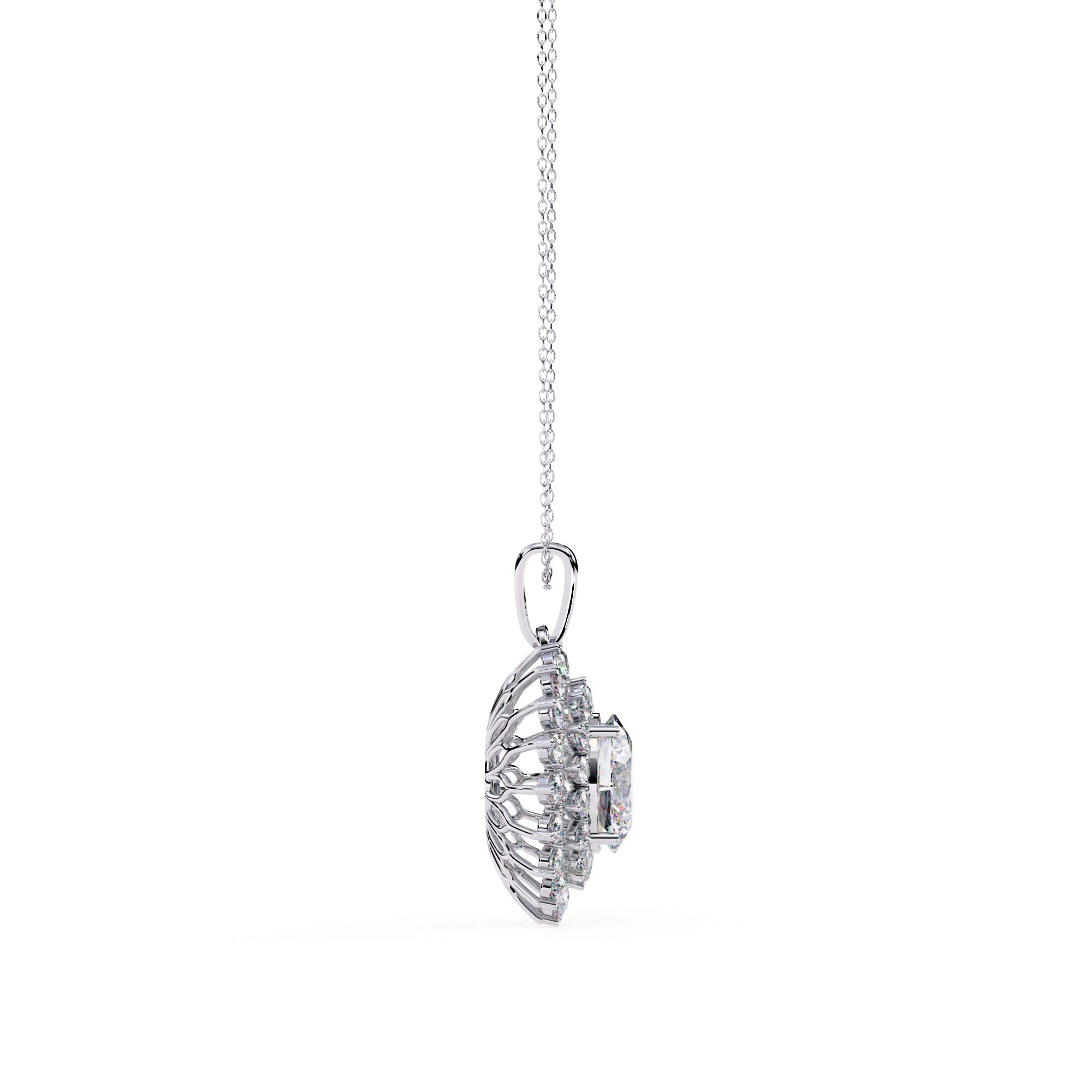 Solitairekart 3.41ct Oval Halo Natural Diamond Pendant-H Color, VS1 Clarity